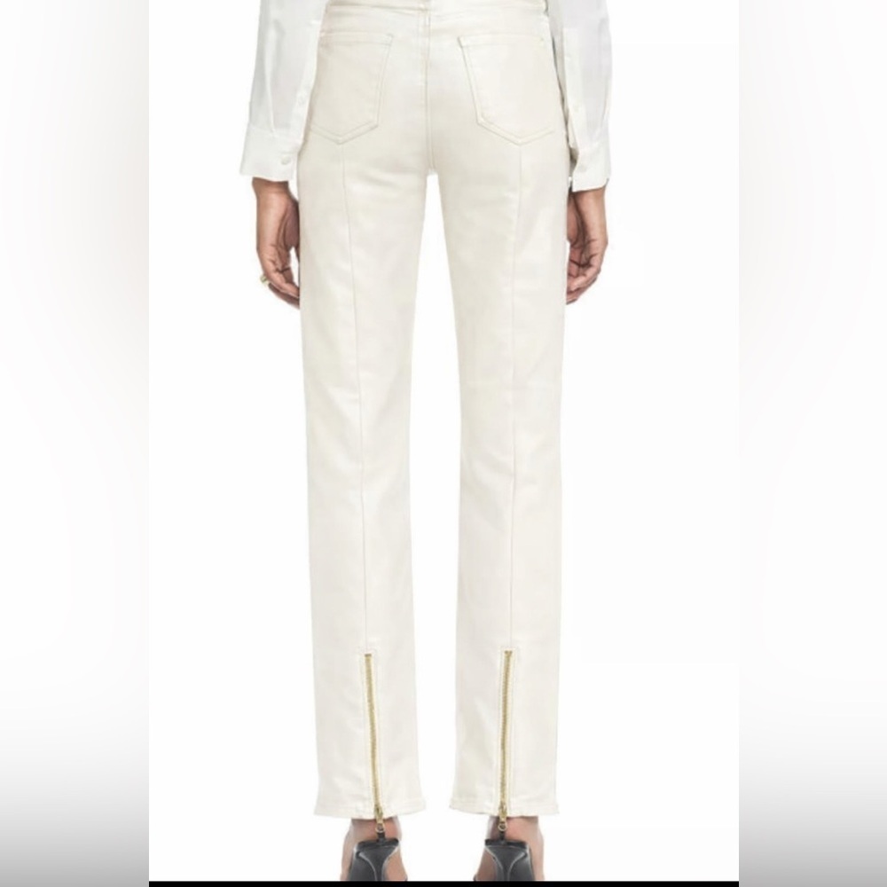 L’AGENCE Ginny High Rise Straight Leg Jeans French Vanilla coated - Picture 4 of 16